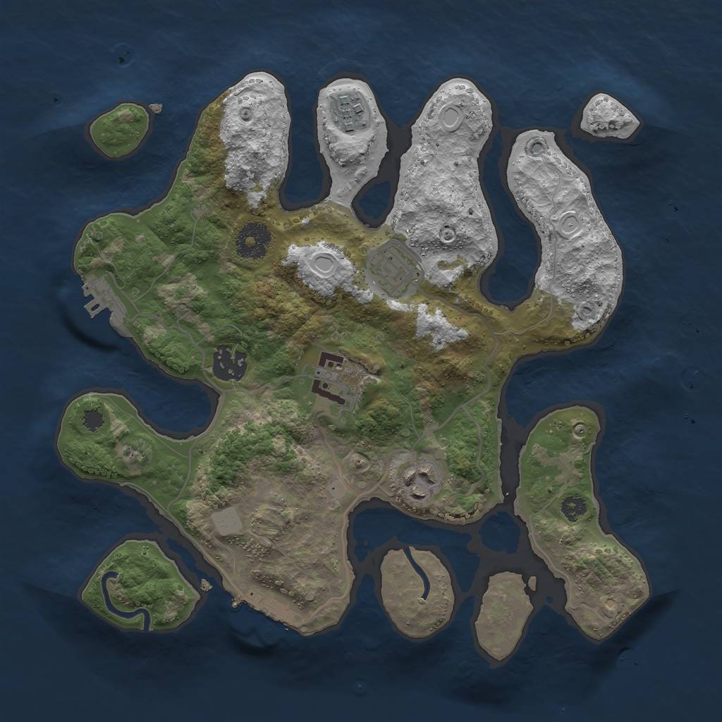 Rust Map: Procedural Map, Size: 3000, Seed: 371435677, 12 Monuments