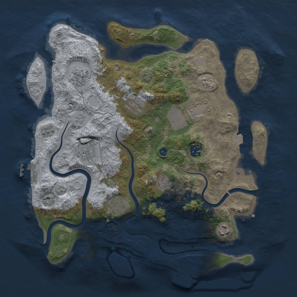 Rust Map: Procedural Map, Size: 3550, Seed: 134480, 15 Monuments