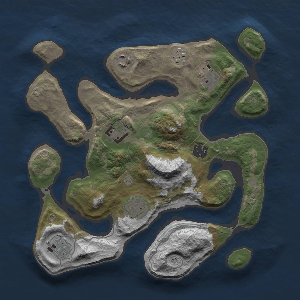 Rust Map: Barren, Size: 3000, Seed: 1282619880, 10 Monuments