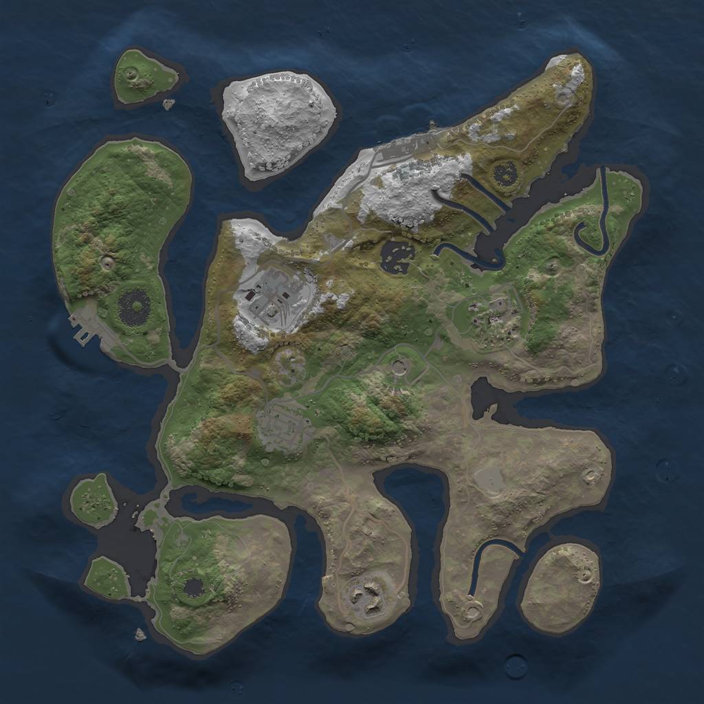 Rust Map: Procedural Map, Size: 3000, Seed: 532854, 13 Monuments