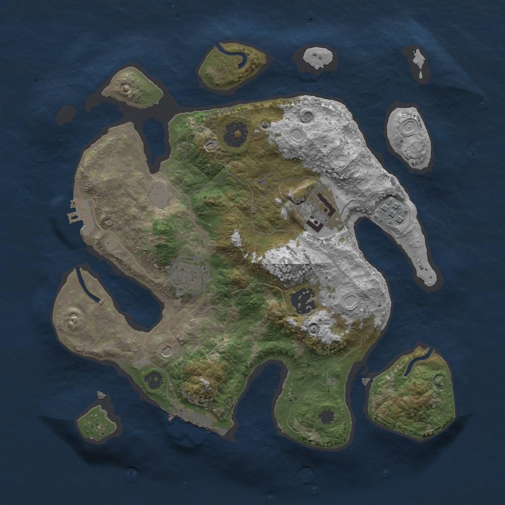 Rust Map: Procedural Map, Size: 3000, Seed: 130265, 12 Monuments