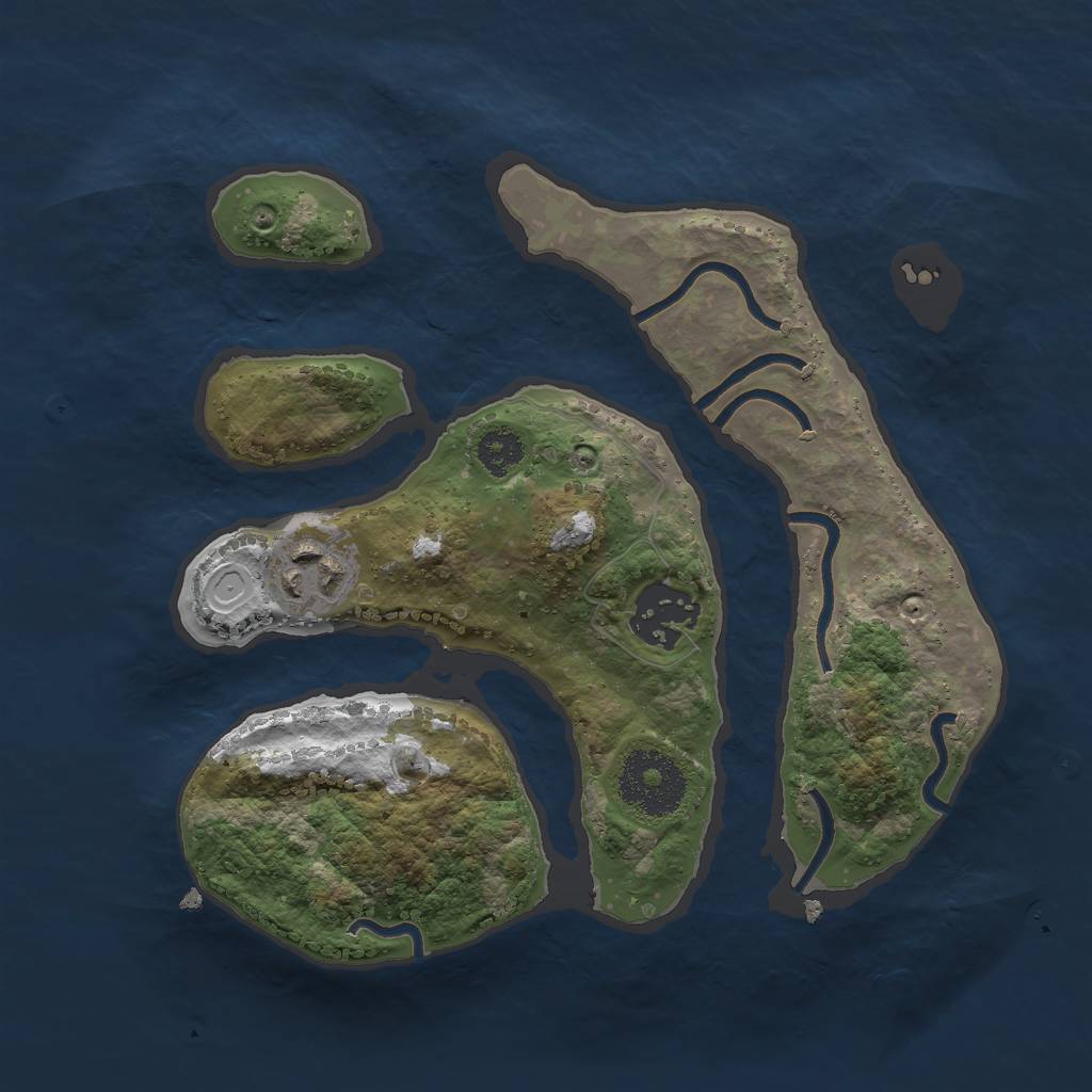 Rust Map: Procedural Map, Size: 2500, Seed: 3443, 7 Monuments