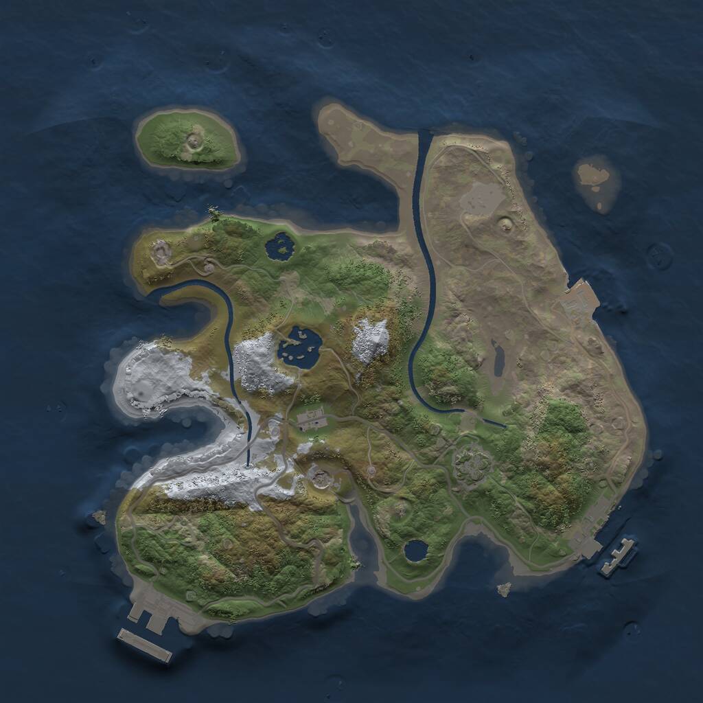 Rust Map: Procedural Map, Size: 2500, Seed: 3443, 6 Monuments