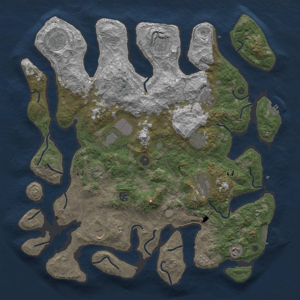 Rust Map: Procedural Map, Size: 4500, Seed: 92457, 19 Monuments