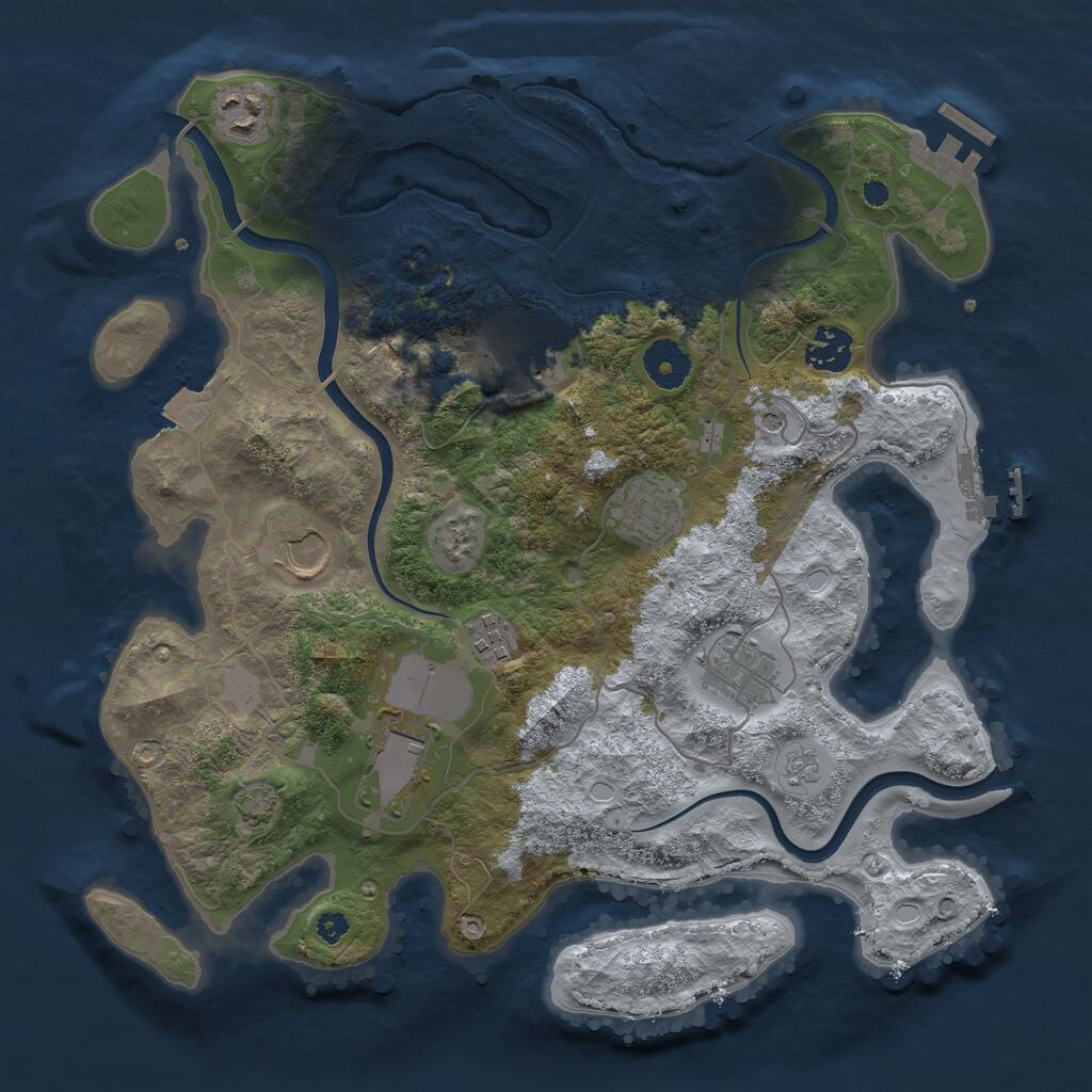 Rust Map: Procedural Map, Size: 3500, Seed: 54645, 14 Monuments