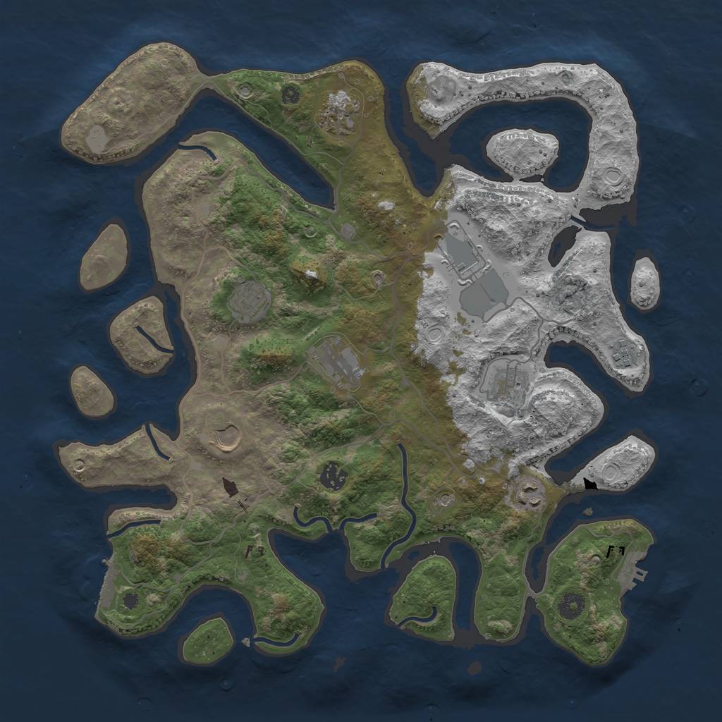 Rust Map: Procedural Map, Size: 4000, Seed: 983857870, 17 Monuments