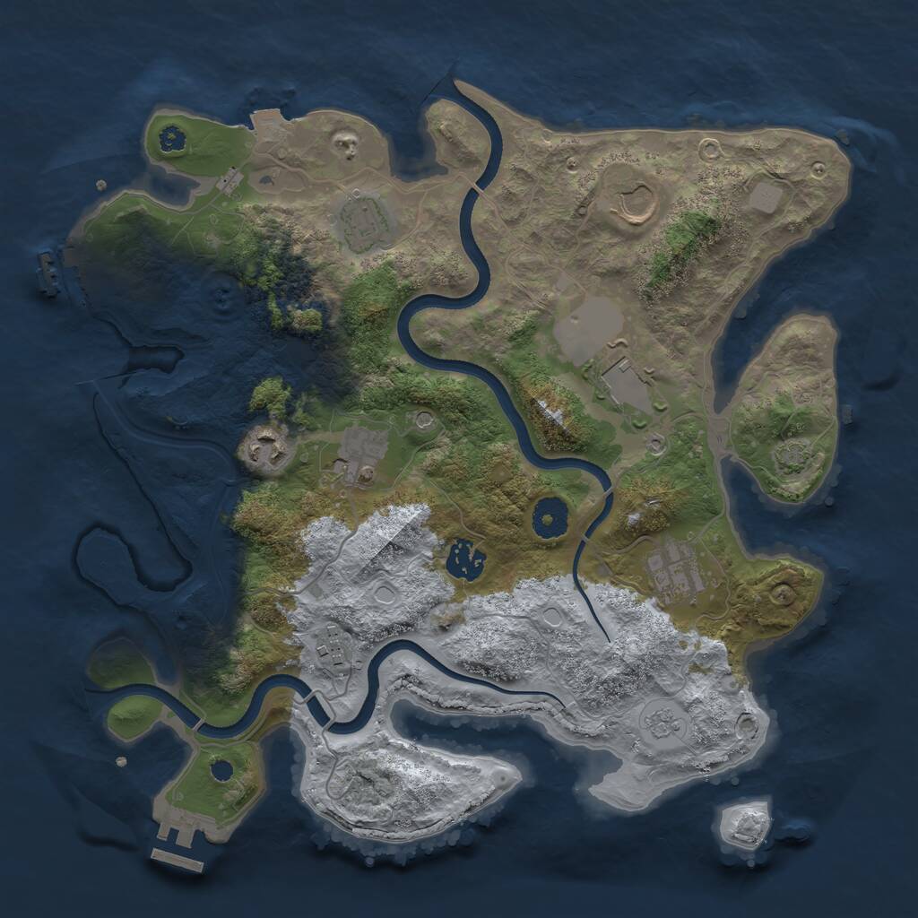 Rust Map: Procedural Map, Size: 3500, Seed: 258410, 14 Monuments