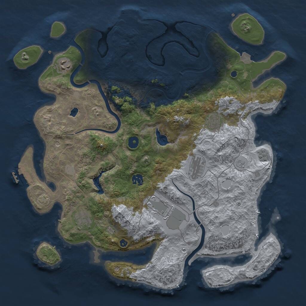 Rust Map: Procedural Map, Size: 4000, Seed: 97687, 13 Monuments