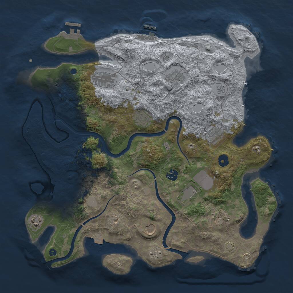 Rust Map: Procedural Map, Size: 3850, Seed: 1741688961, 16 Monuments