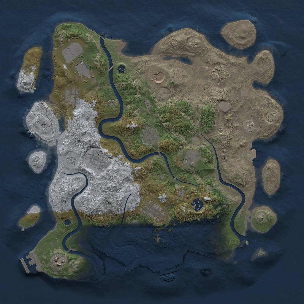 Rust Map: Procedural Map, Size: 3850, Seed: 9997465, 17 Monuments