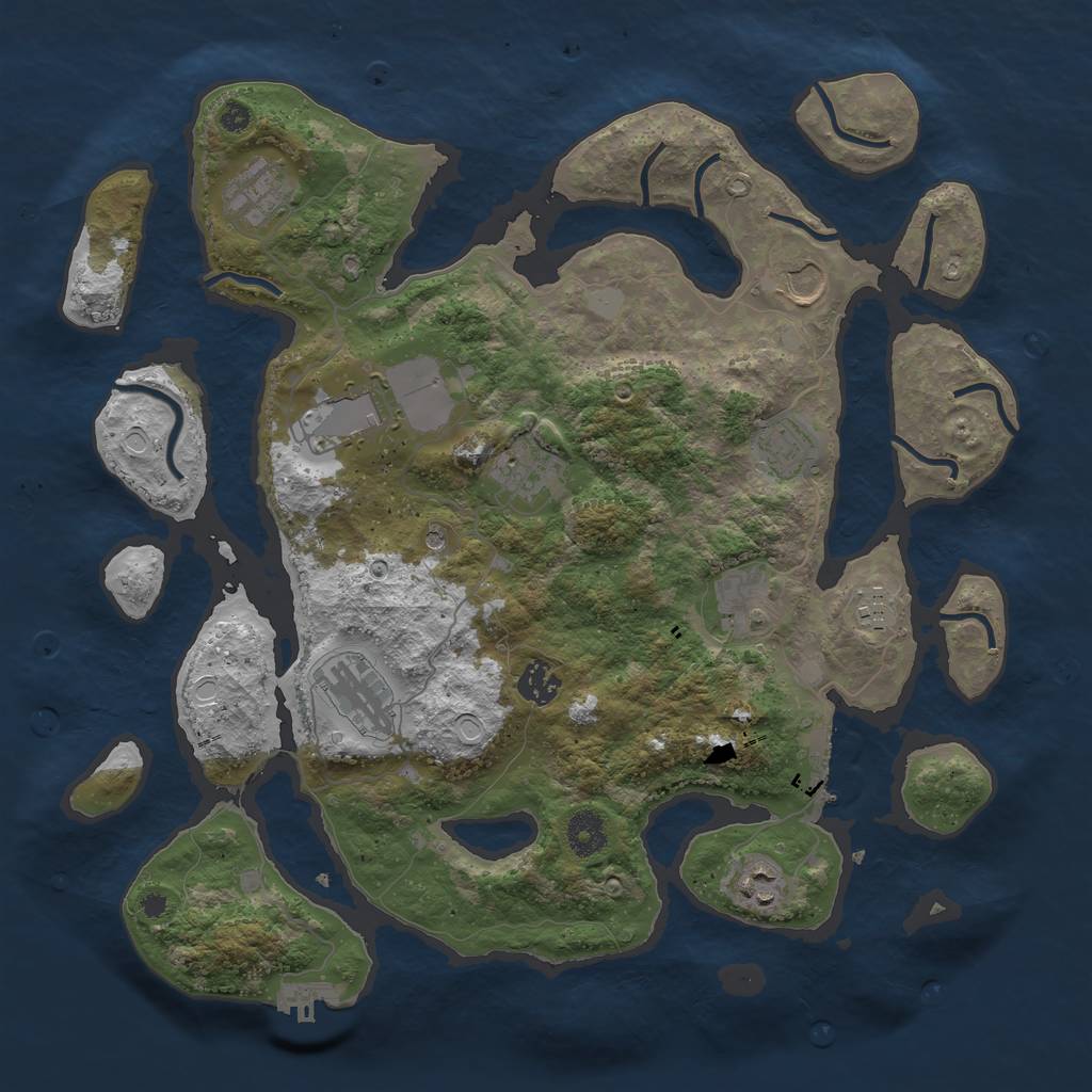 Rust Map: Procedural Map, Size: 3850, Seed: 9997465, 18 Monuments
