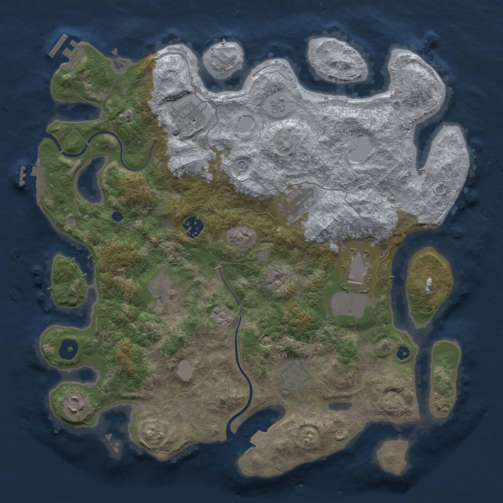 Rust Map: Procedural Map, Size: 3800, Seed: 606016211, 14 Monuments