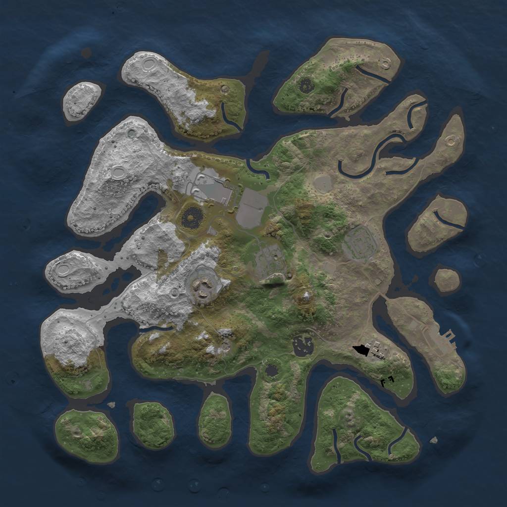 Rust Map: Procedural Map, Size: 3500, Seed: 488824, 13 Monuments