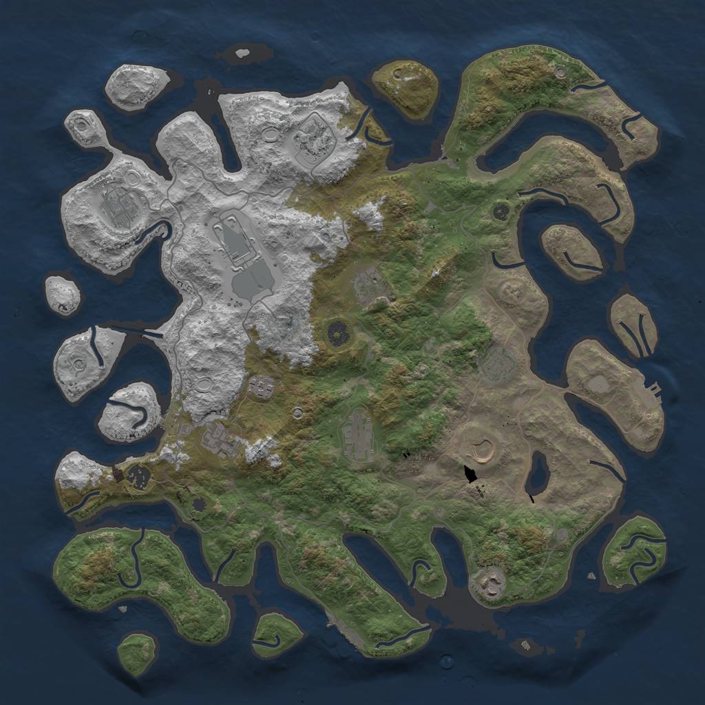 Rust Map: Procedural Map, Size: 4500, Seed: 1819616083, 19 Monuments