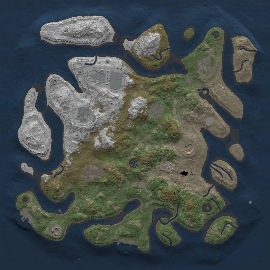 Rust Map: Procedural Map, Size: 4000, Seed: 439222171, 17 Monuments