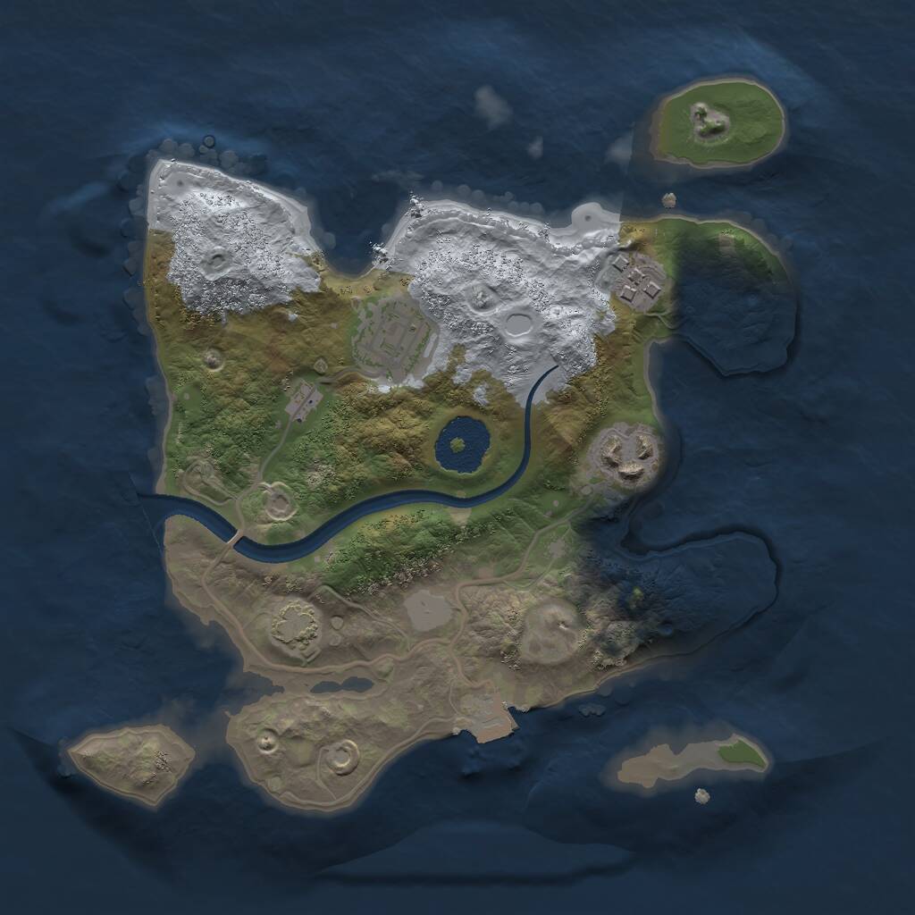 Rust Map: Procedural Map, Size: 2500, Seed: 23107, 5 Monuments