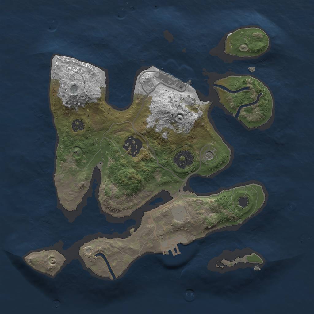 Rust Map: Procedural Map, Size: 2500, Seed: 23107, 9 Monuments