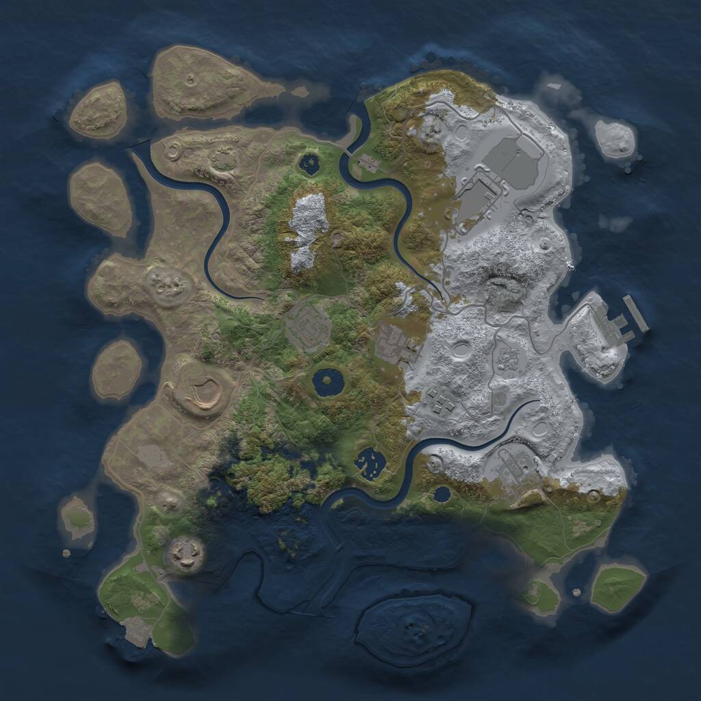 Rust Map: Procedural Map, Size: 3500, Seed: 1260032239, 13 Monuments