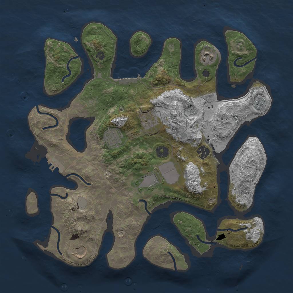 Rust Map: Procedural Map, Size: 3500, Seed: 1896117824, 15 Monuments
