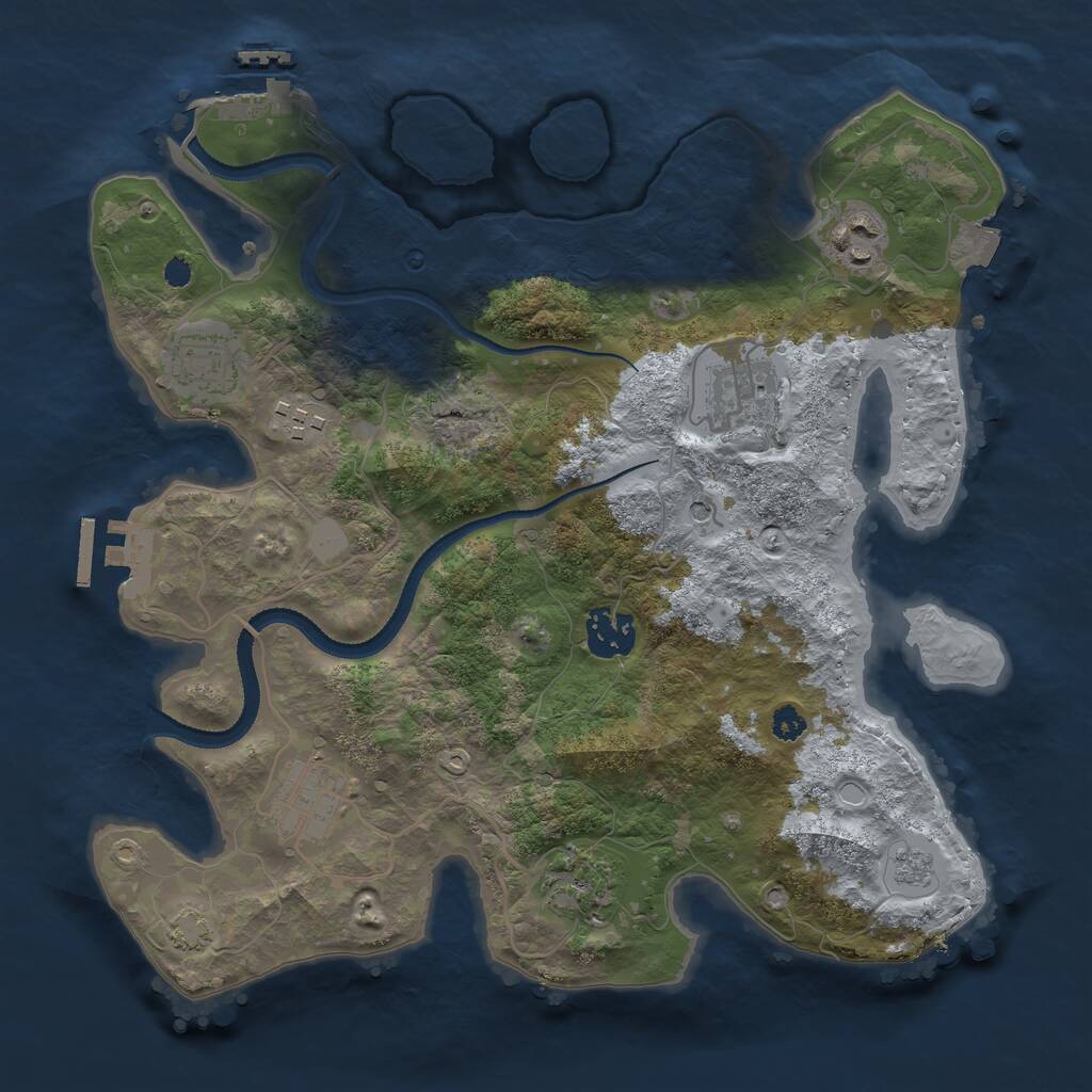 Rust Map: Procedural Map, Size: 3200, Seed: 815509195, 13 Monuments