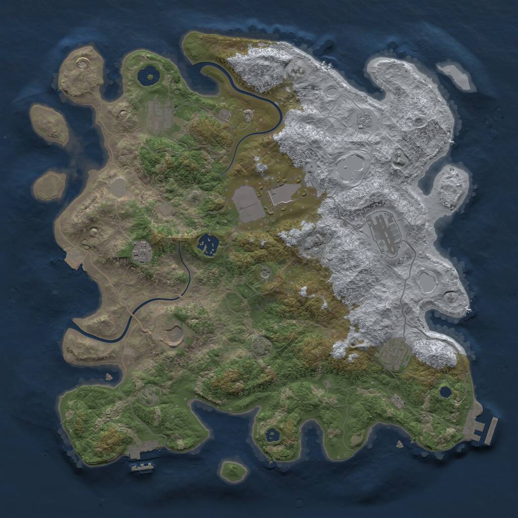 Rust Map: Procedural Map, Size: 3700, Seed: 1893823726, 13 Monuments