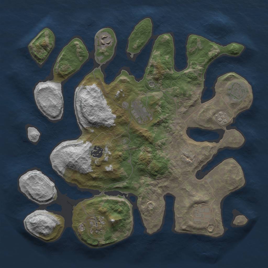 Rust Map: Barren, Size: 3400, Seed: 12345, 10 Monuments