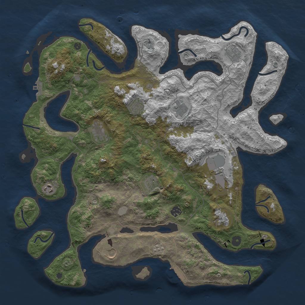 Rust Map: Procedural Map, Size: 4500, Seed: 766352233, 19 Monuments