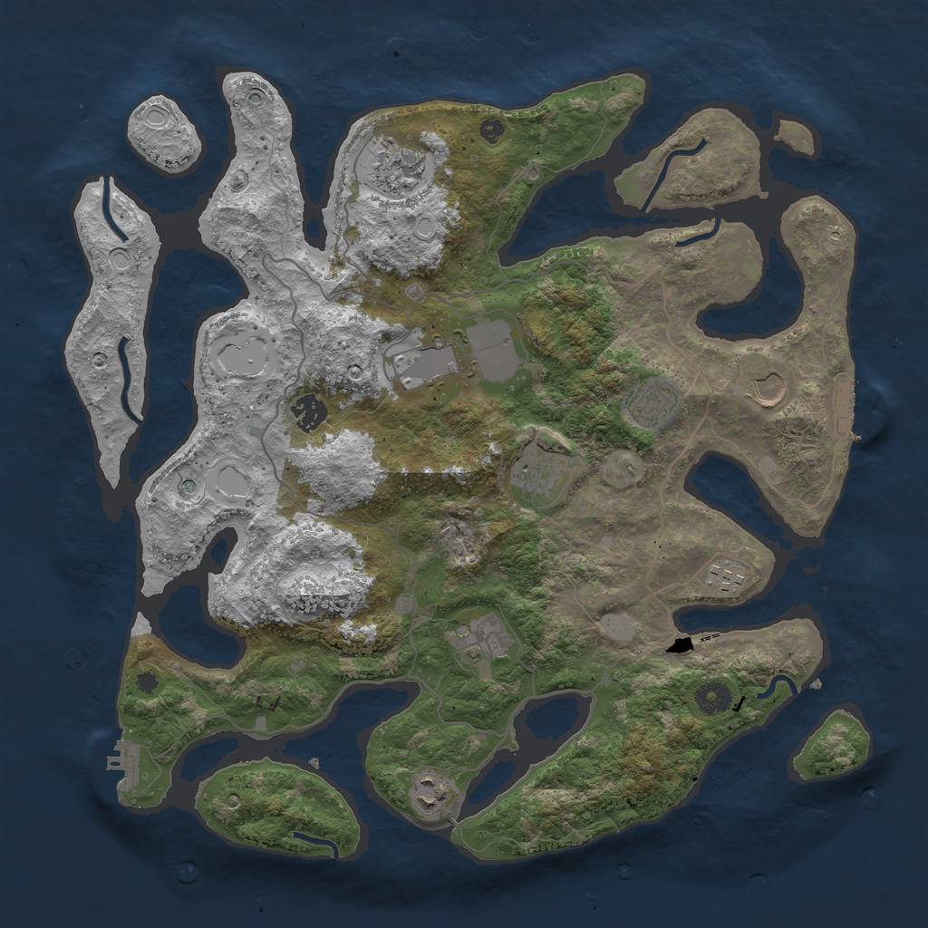 Rust Map: Procedural Map, Size: 4000, Seed: 5354, 17 Monuments