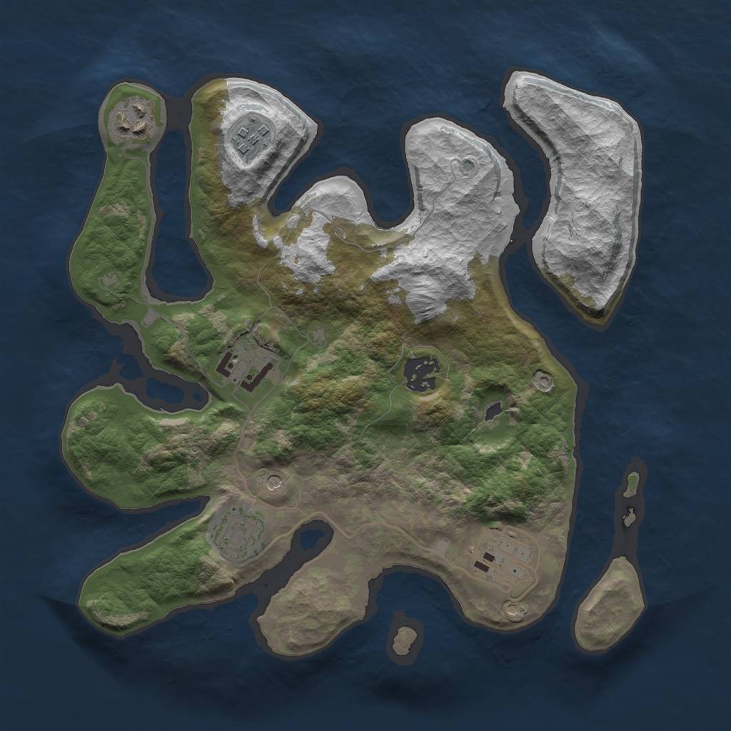 Rust Map: Barren, Size: 3000, Seed: 1812, 9 Monuments