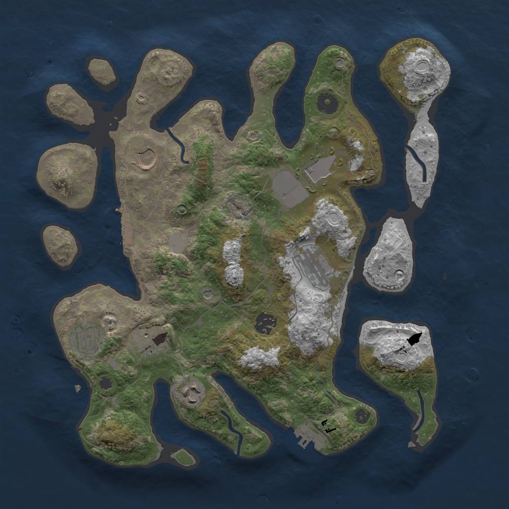 Rust Map: Procedural Map, Size: 3600, Seed: 1308812240, 15 Monuments