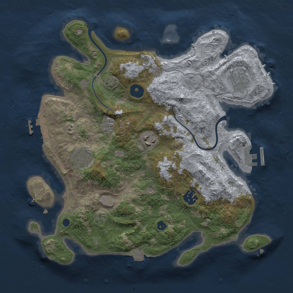 Rust Map: Procedural Map, Size: 3200, Seed: 484508812, 11 Monuments