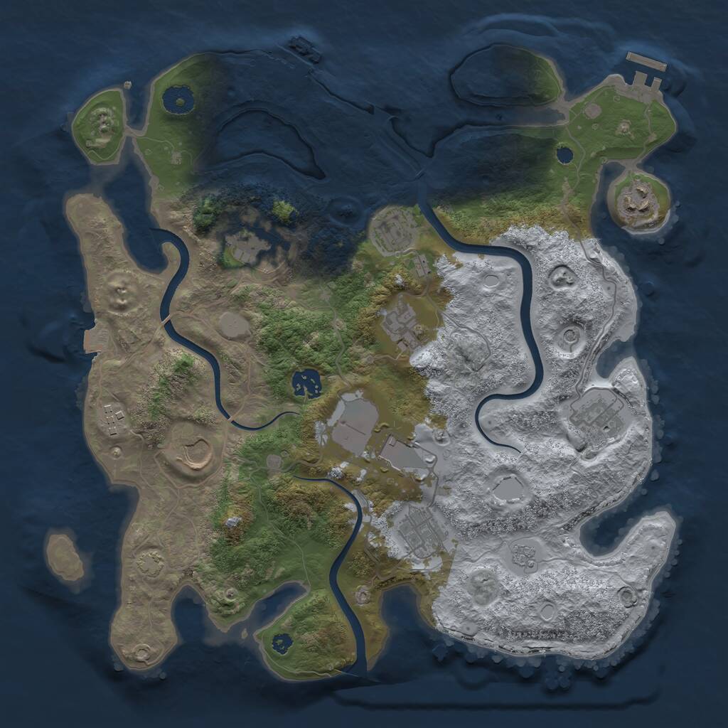 Rust Map: Procedural Map, Size: 3600, Seed: 1261349916, 16 Monuments