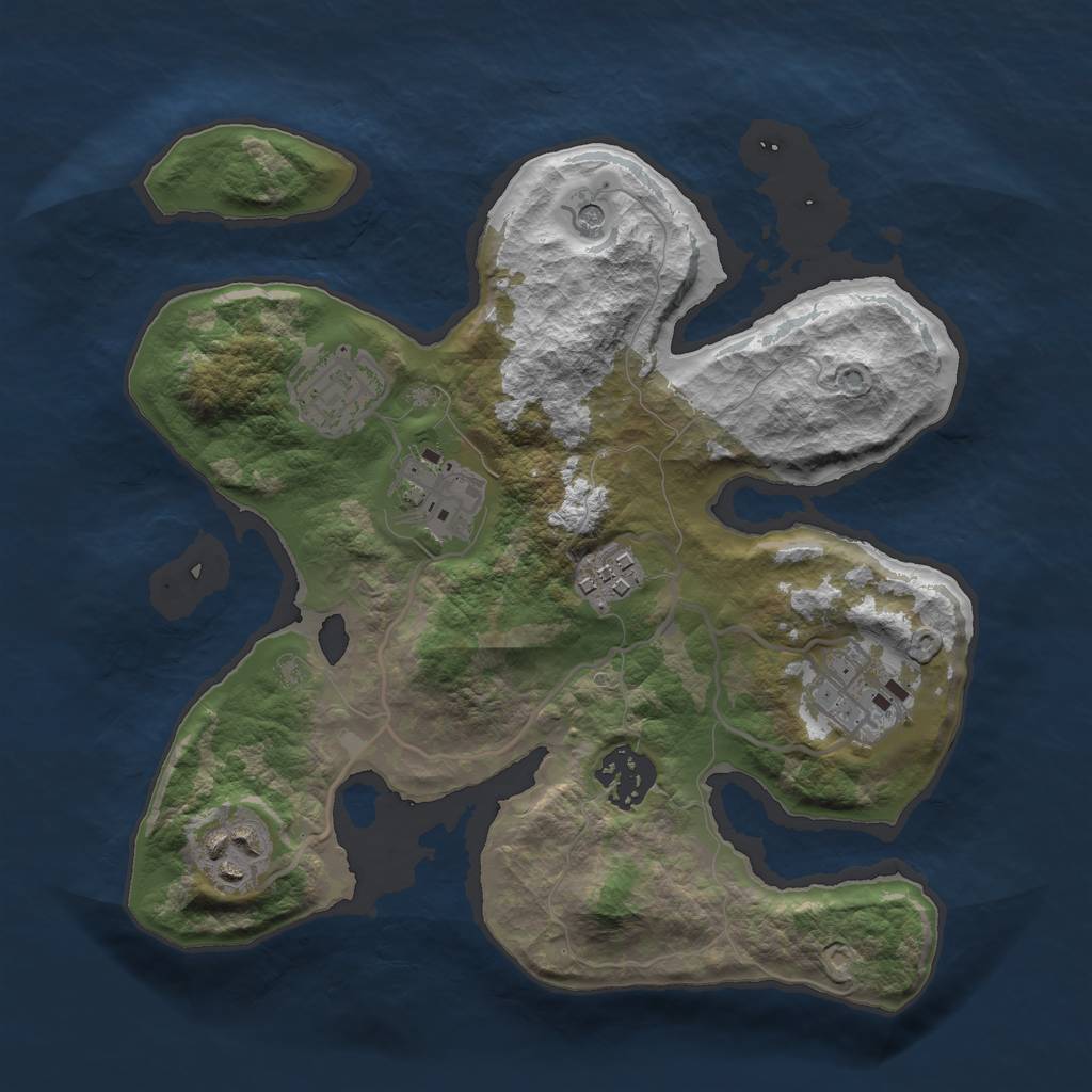 Rust Map: Barren, Size: 2750, Seed: 271902, 9 Monuments