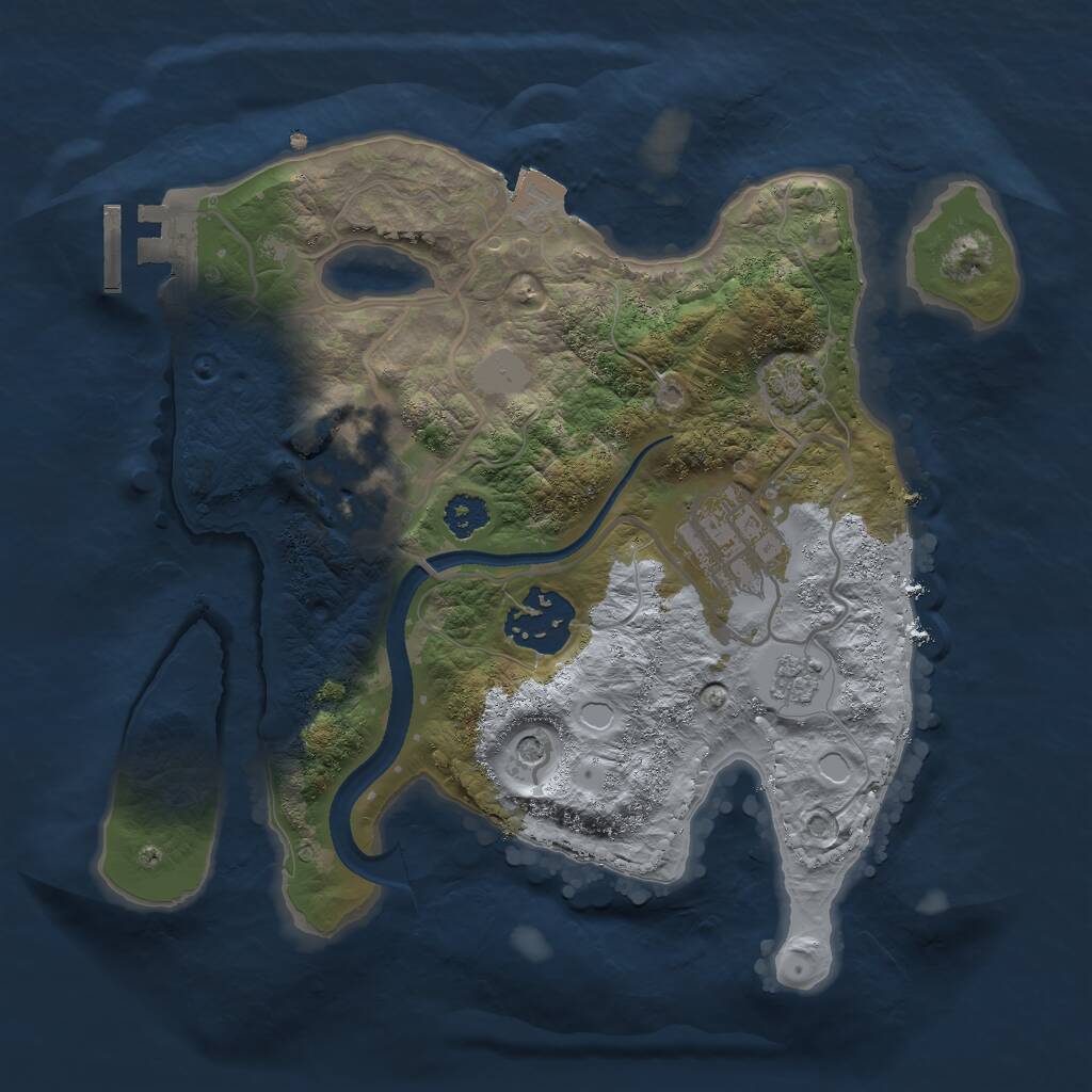 Rust Map: Procedural Map, Size: 2500, Seed: 1294846810, 8 Monuments