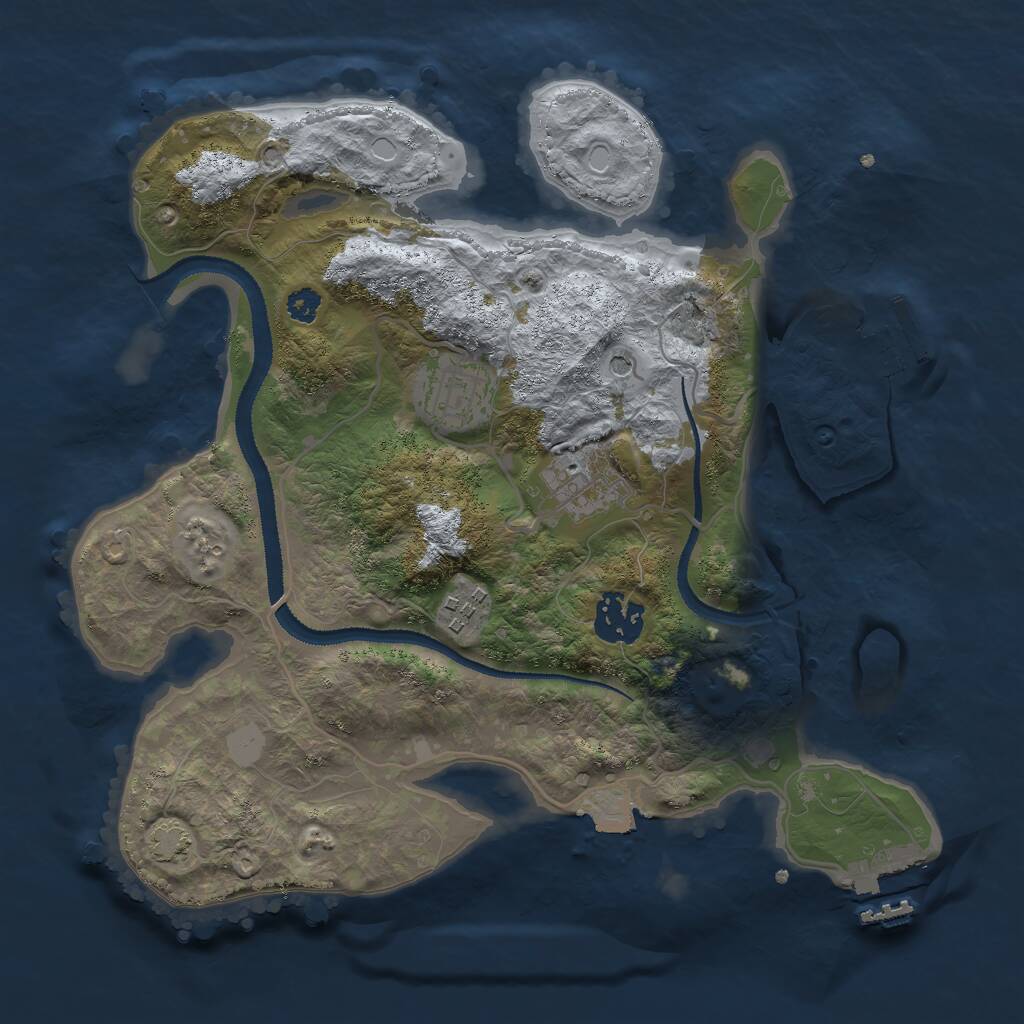 Rust Map: Procedural Map, Size: 3000, Seed: 94607507, 9 Monuments