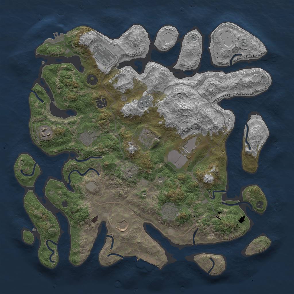 Rust Map: Procedural Map, Size: 4000, Seed: 62263165, 17 Monuments