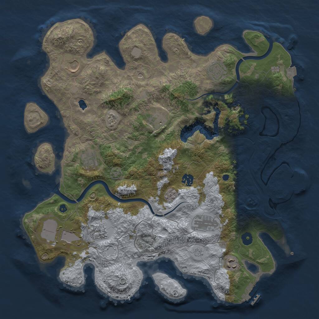 Rust Map: Procedural Map, Size: 4000, Seed: 61186313, 16 Monuments
