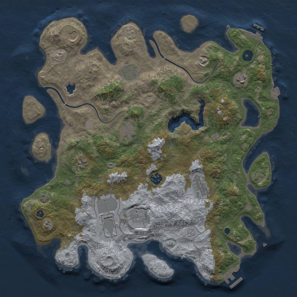 Rust Map: Procedural Map, Size: 4000, Seed: 61186313, 16 Monuments