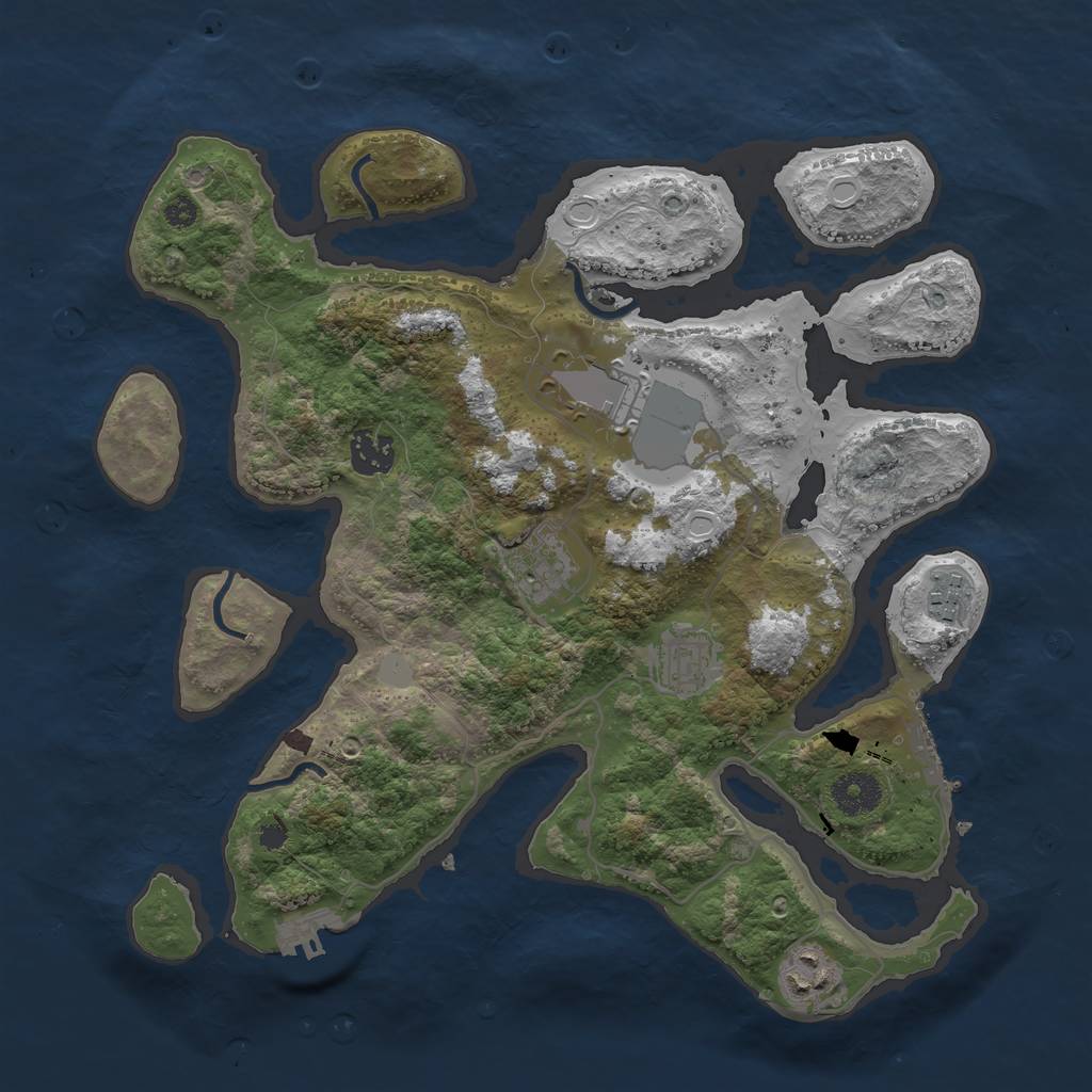 Rust Map: Procedural Map, Size: 3500, Seed: 4800, 13 Monuments