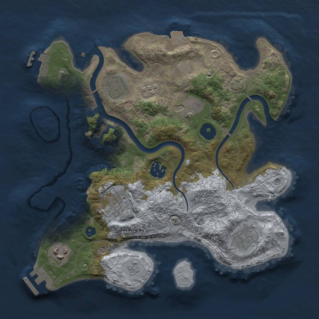 Rust Map: Procedural Map, Size: 3000, Seed: 1037082821, 13 Monuments