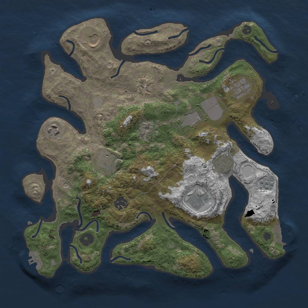 Rust Map: Procedural Map, Size: 3500, Seed: 54661264, 18 Monuments