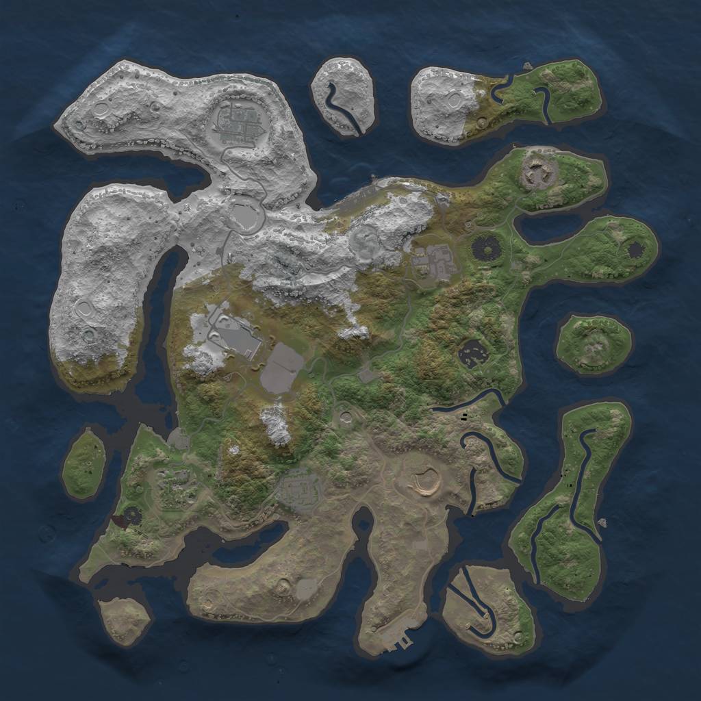 Rust Map: Procedural Map, Size: 3750, Seed: 103708932, 16 Monuments