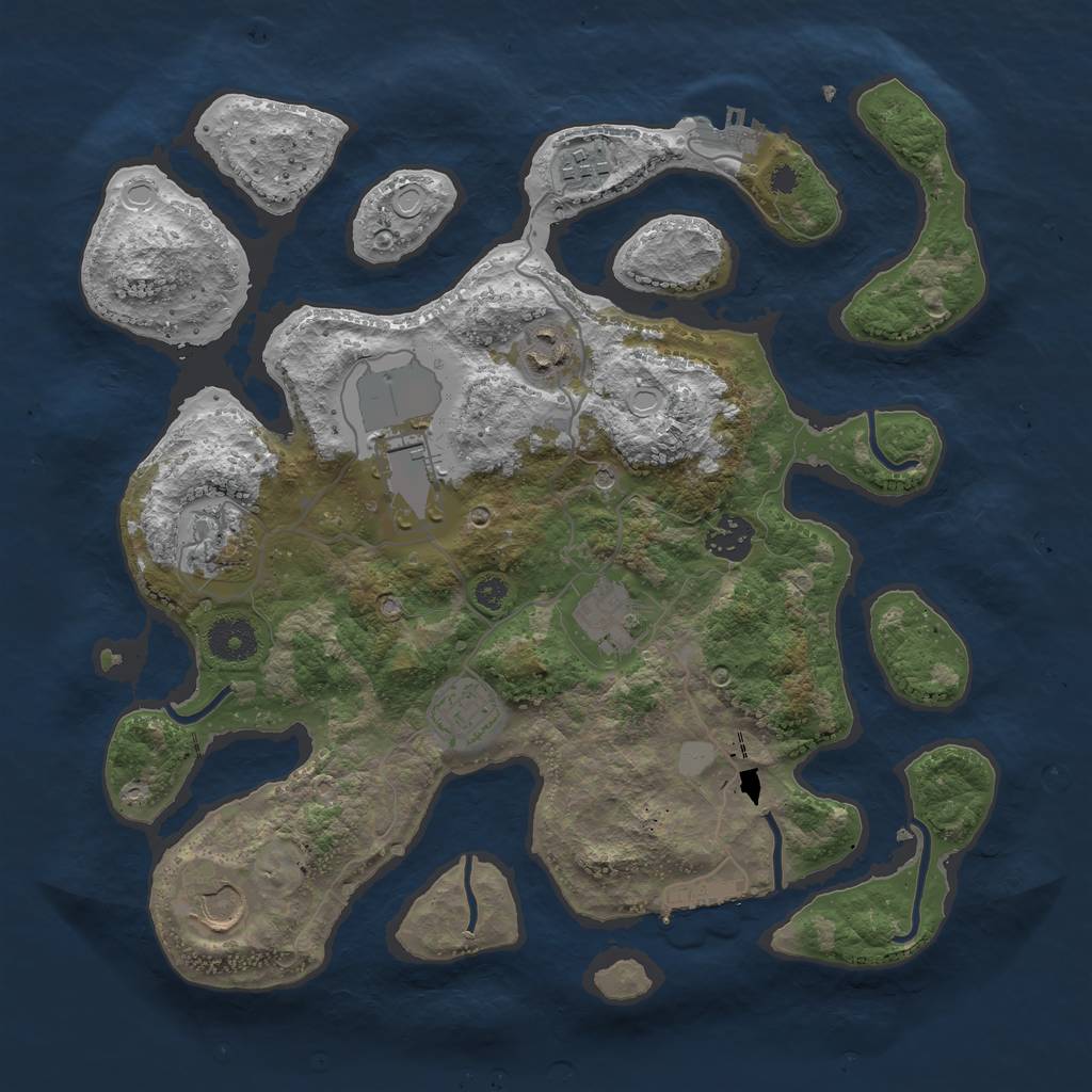 Rust Map: Procedural Map, Size: 3500, Seed: 405983967, 16 Monuments