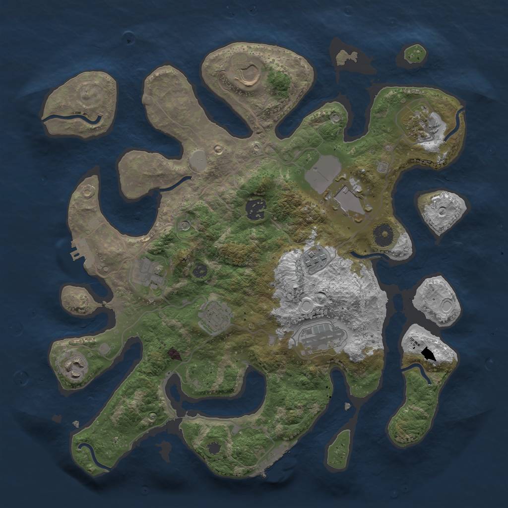 Rust Map: Procedural Map, Size: 3550, Seed: 408485, 17 Monuments