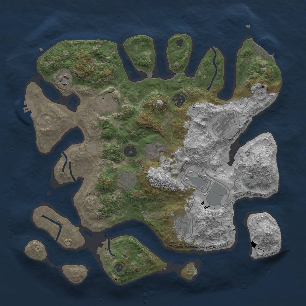 Rust Map: Procedural Map, Size: 3700, Seed: 1444, 16 Monuments