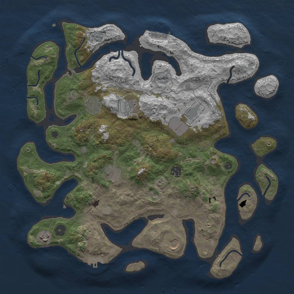 Rust Map: Procedural Map, Size: 4000, Seed: 731724, 16 Monuments