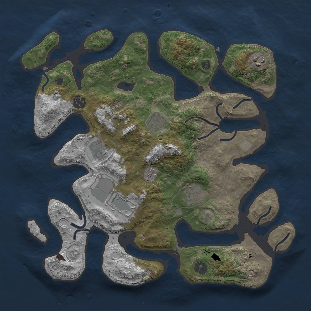 Rust Map: Procedural Map, Size: 3550, Seed: 108729, 13 Monuments