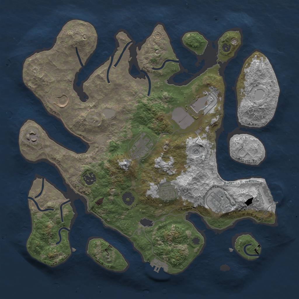 Rust Map: Procedural Map, Size: 3550, Seed: 737157, 15 Monuments