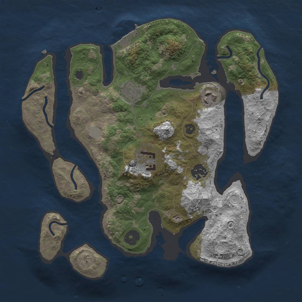 Rust Map: Procedural Map, Size: 3000, Seed: 83821758, 10 Monuments