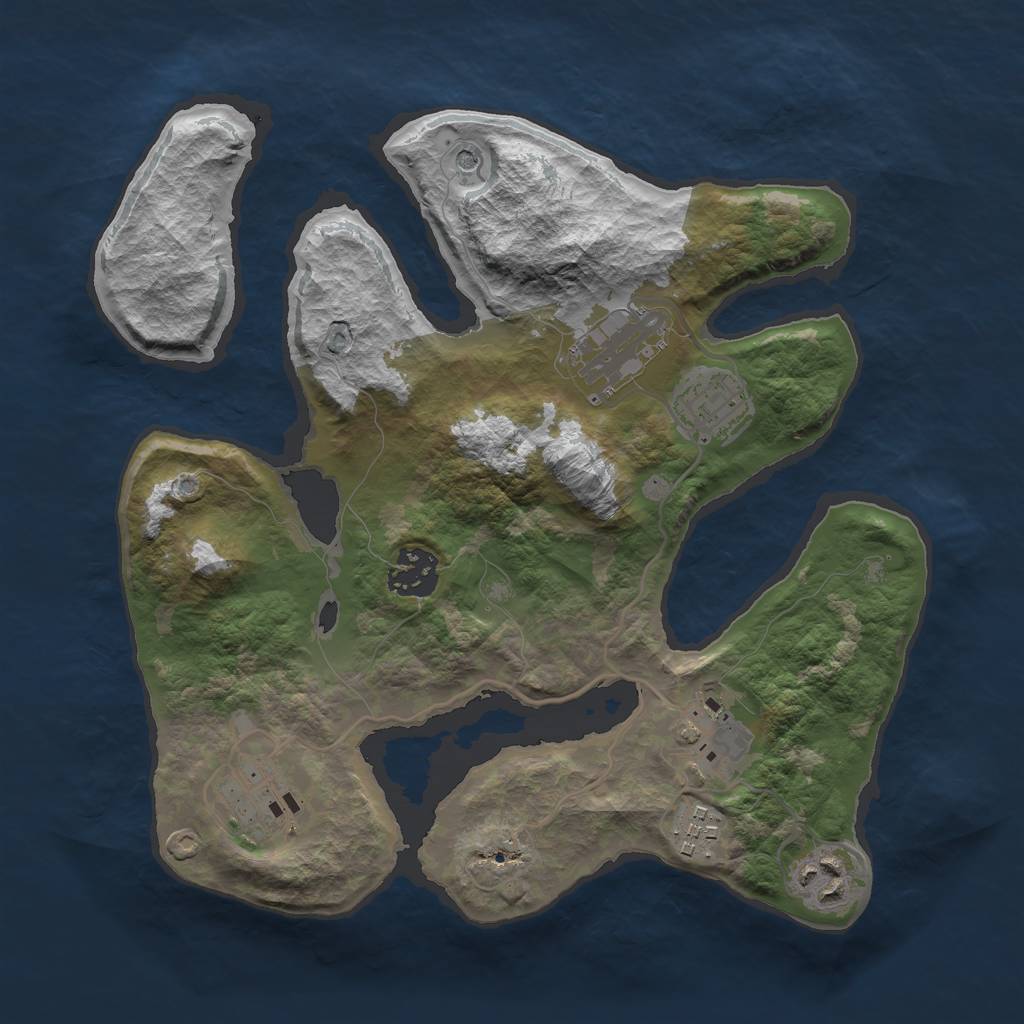 Rust Map: Barren, Size: 3000, Seed: 1234567897, 10 Monuments
